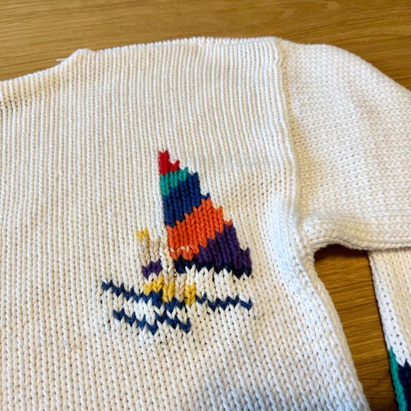 80s Vintage POLO RALPH LAUREN Sweater Sailboat Windsurfer Nautical Womens Sm 16 - Picture 10 of 12